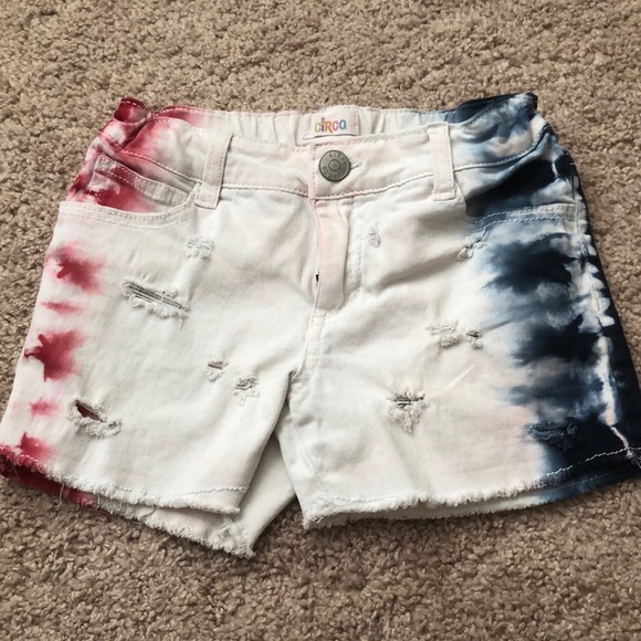 red white and blue jean shorts